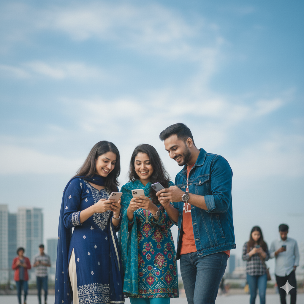 People using phones
